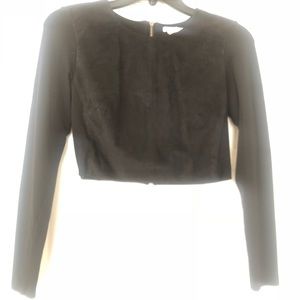 Club Monaco Faux Suede Long Sleeve Crop Top